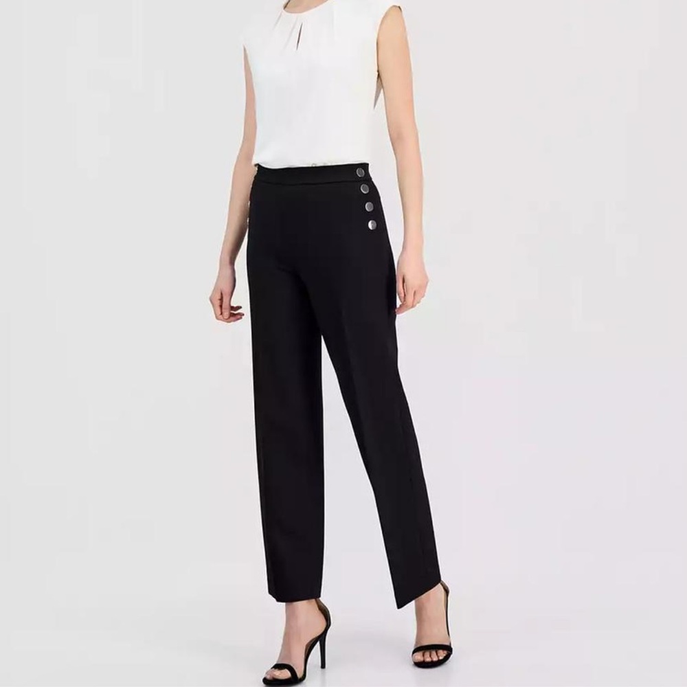Anne Klein Women's Sailor High-Rise Pull-On Pants black size S